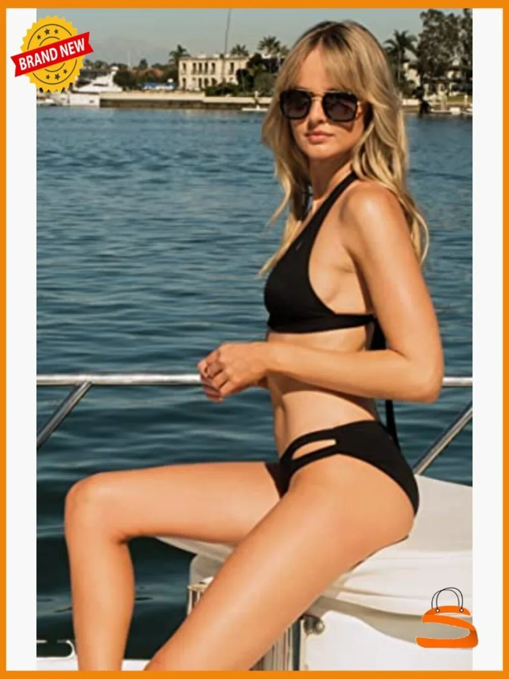 Adjustable Halter Bikini Top with Removable Cups, Medium